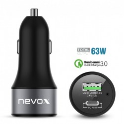 Nevox USB PD TYPE C + QC3.0 KFZ Ladegerät 63WATT